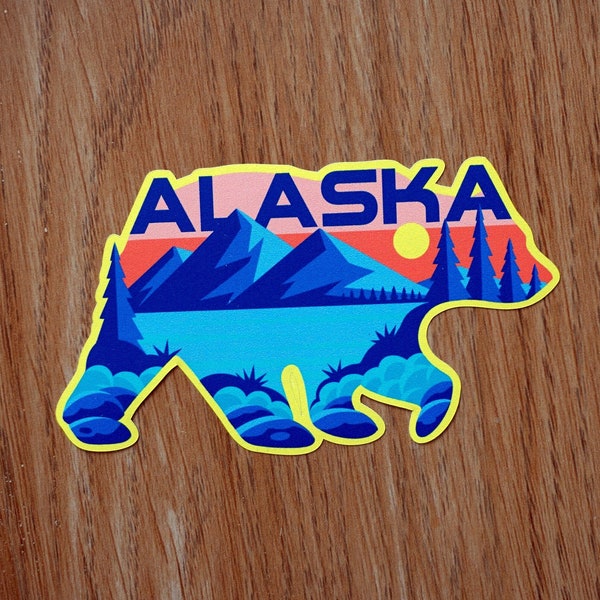 Alaska USA Vinyl Sticker, Decal, Luggage, Laptop, Notebook, Journal, Gift, Suitcase, Waterproof, Scrapbook, Car, Flag, Holiday, Diary