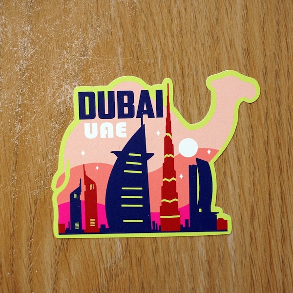 Dubai UAE Vinyl Sticker Decal, Scrapbook, Waterbottle, Luggage, Laptop, Notebook, Journal, Gift, Waterproof, Diary, Flag, Holiday,
