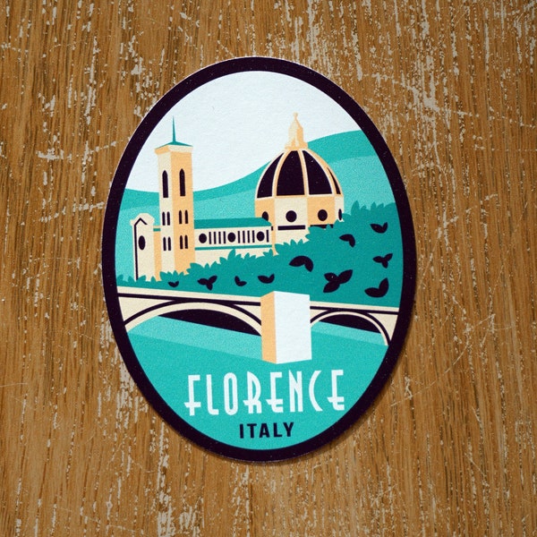 Florence Italy Vinyl Sticker Decal, Scrapbook, Waterbottle, Luggage, Laptop, Notebook, Journal, Gift, Waterproof, Diary, Flag, Holiday,