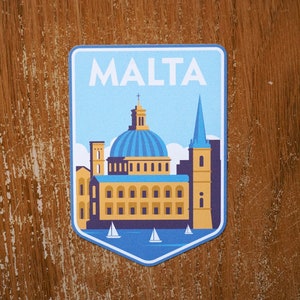 Malta Vinyl Sticker Decal, Scrapbook, Water bottle, Luggage, Laptop, Notebook, Journal, Gift, Waterproof, Diary, Flag, Holiday,