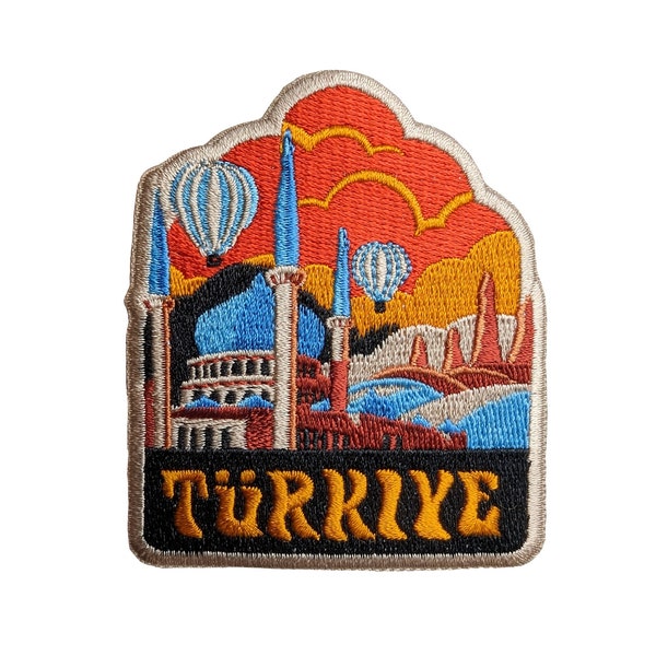 Turkiye Travel Patch Embroidered Iron on Sew on Badge Souvenir Applique Motif Flag