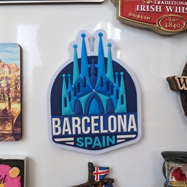 Barcelona Spain Fridge Magnet, 3D, PVC, Shelf Display, Magnetic, Refrigerator, Travel, Souvenir, Gift, Decoration, Flag, Collection, Craft