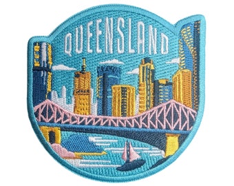 Queensland 3" Travel Patch Embroidered Iron on Sew on Badge Souvenir Applique Motif Flag City Country