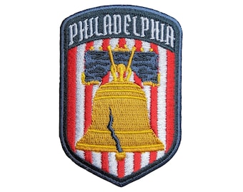 Toppa da viaggio Philadelphia 3" ricamata da stirare e cucire, distintivo, bandiera, città e paese.