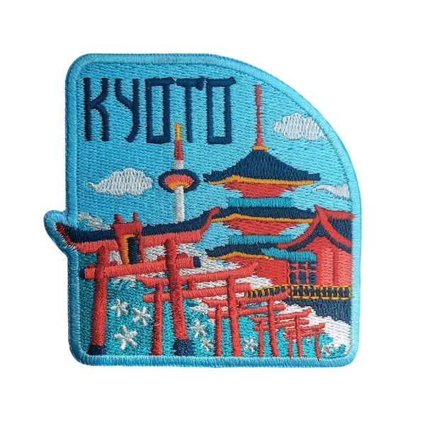 Kyoto Japan 3" Travel Patch Embroidered Iron on Sew on Badge Souvenir Applique Motif Flag City Country