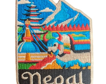 Nepal 3" Travel Patch Embroidered Iron on Sew Badge Souvenir Flag City Country