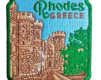 Écusson de voyage Rhodes Grèce 3" brodé fer à coudre insigne souvenir drapeau ville pays