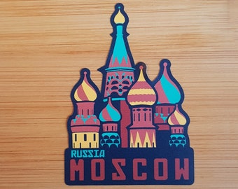 Moscow, Russia, Vinyl Sticker, Travel Diary, Luggage Decal, Laptop, Notebook, Journal, Gift, Suitcase, Waterproof, Scrapbook, Helmet,