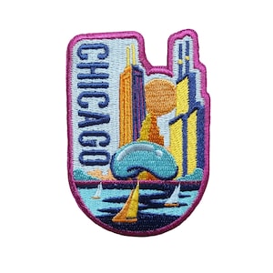 Parche de viaje de Chicago, EE. UU., bordado para planchar o coser, insignia, aplique de recuerdo, motivo de bandera