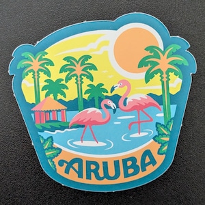Aruba 3&quot; Vinyl Sticker Decal for Travel Luggage, Diary Laptop Notebook Journal Gift Suitcase Waterbottle Scrapbook Country Flag City Country