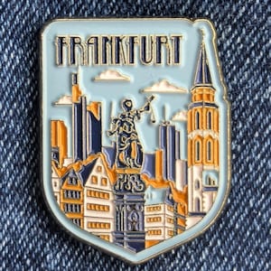 Frankfurt Germany 1.25&quot; Enamel Pin, Travel Pins Golden Metal Badge Flair Brooch Lapel Soft Pushpin Gift City Country Flag Traveller