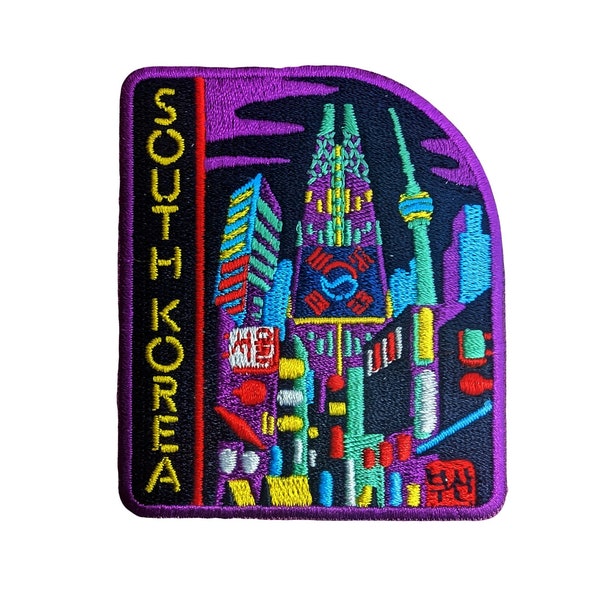 South Korea 3" Travel Patch Embroidered Iron on Sew on Badge Souvenir Applique Motif Flag City Country