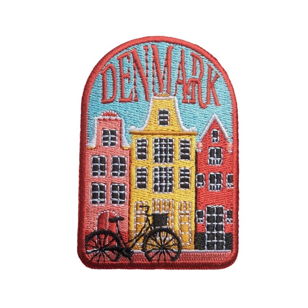 Denmark Travel Patch Embroidered Iron on Sew on Badge Souvenir Applique Motif Flag City Country