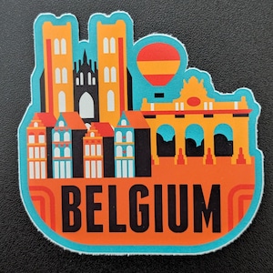 Sticker autocollant Belgique 3 pouces pour bagages de voyage, ordinateur portable, carnet de notes, valise, album étanche, vacances, vacances, ville, drapeau, pays