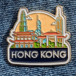 Hong Kong Travel Pin 1.25&quot; Inch, Soft Enamel Pin, Golden Metal, Flair, Brooch, Lapel, Pins, Alloy, Travel, Country, Flag, Badge