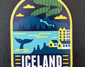 Iceland 3&quot; Vinyl Sticker Decal for Luggage, Waterbottle Laptop Scrapbook Travel Journal Notebook Gift Flag Diary City Country