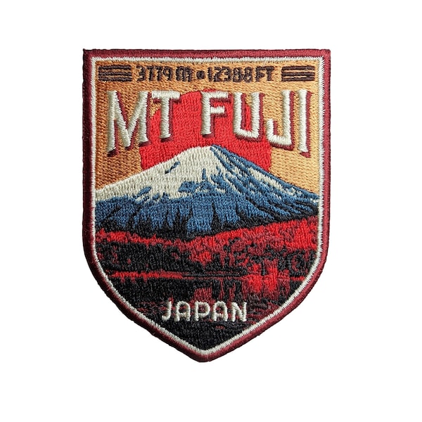 Mt Fuji Japan Travel Patch Embroidered Iron on Sew on Badge Souvenir Applique Motif Flag