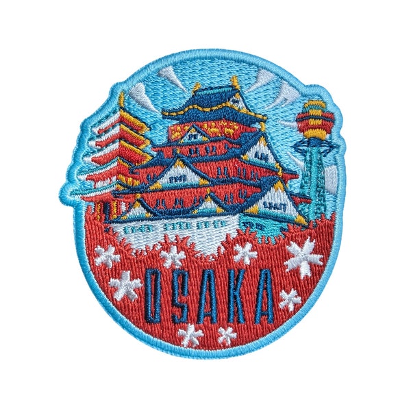 Osaka Japan Travel Patch Embroidered Iron on Sew on Badge Souvenir Applique Motif Flag City Country