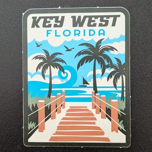 Adesivo in vinile Key West Florida da 3 pollici per bagagli, bottiglie d'acqua, album per ritagli, diario di viaggio, quaderno, regalo, bandiera, diario, città, paese
