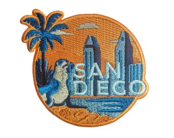 San Diego USA 7,5 cm resemärke broderat stryk-på/sy-på-märke souvenirapplikation motiv flagga stad land