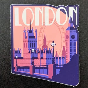 Décalcomanie autocollant en vinyle 3 po. Londres Angleterre pour bagage, gourde pour ordinateur portable Scrapbooking journal de voyage carnet de notes cadeau drapeau journal intime ville pays