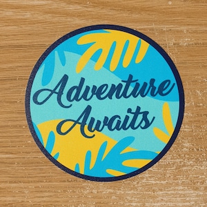 Adventure Awaits Vinyl Sticker Decal Luggage Laptop Notebook Journal Gift Suitcase Waterproof Scrapbook Helmet Car
