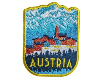 Austria Travel Patch Embroidered Iron on Sew on Badge Souvenir Applique Motif Flag City Country