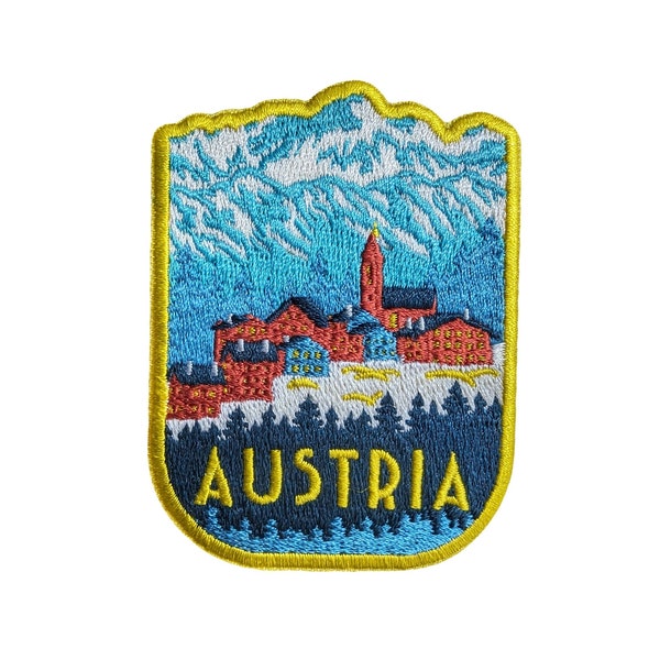 Austria Travel Patch Embroidered Iron on Sew on Badge Souvenir Applique Motif Flag City Country