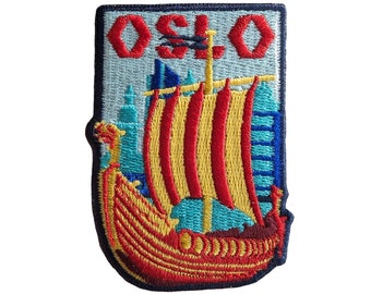 Oslo Norvège Patch de voyage brodé thermocollant à coudre sur badge souvenir appliqué motif