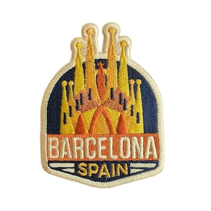 Barcellona Spagna 3" Toppa da viaggio ricamata da stirare e cucire, motivo souvenir