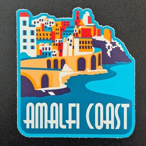Amalfi Coast Italy 3" Vinyl Sticker Decal for Luggage, Waterbottles Travel Diary Laptop Notebook Journal Gift, Suitcase Waterproof Scrapbook