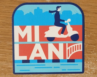 Milan Italy Vinyl Sticker Decal Luggage Laptop Notebook Journal Gift Suitcase Waterproof Scrapbook Helmet Car ipad