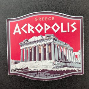 Adesivo in vinile Acropoli Grecia, decalcomania per bagagli, laptop, quaderno, diario, valigia, bottiglia d'acqua, album, paraurti auto bandiera paese città