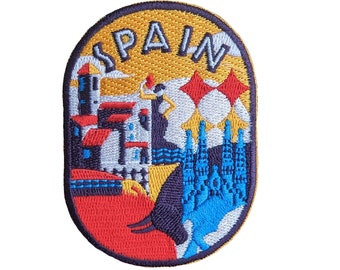 Toppa da viaggio Spagna da 7,6 cm (3"), ricamata, termoadesiva o da cucire, souvenir, applicazione.