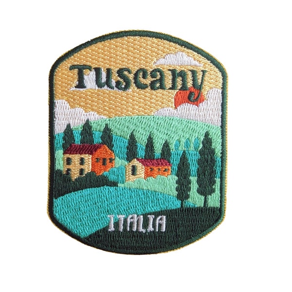 Tuscany Italy 3" Travel Patch Embroidered Iron on Sew on Badge Souvenir Applique Motif Flag City Country
