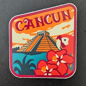 Cancun Mexico 3&quot; Vinyl Sticker Decal for Luggage, Waterbottle Laptop Scrapbook Travel Journal Notebook Gift Flag Diary City Country