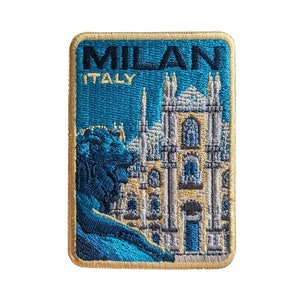 Milan Italy Travel Patch Embroidered Iron on Sew on Badge Souvenir Applique Motif City Country Flag