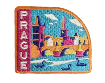 Prague Czechia Travel Patch Scandinavia Nordic Embroidered Iron on Sew on Badge Souvenir Backpack Flag