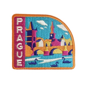 Prague Czechia Travel Patch Scandinavia Nordic Embroidered Iron on Sew on Badge Souvenir Backpack Flag