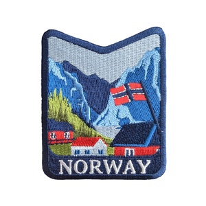 Norway Travel Patch Scandinavia Nordic Embroidered Iron on Sew on Badge Souvenir Backpack Flag