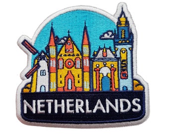 Patch de voyage des Pays-Bas brodé à repasser ou à coudre sur badge souvenir drapeau appliqué Hollande