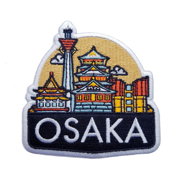 Osaka Japan Reise Patch Besticktes Bügelbild Aufnäher Anstecker Souvenir Flagge Applikation