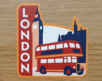 London 3&quot; Vinyl Sticker Decal Luggage Laptop Notebook Journal Gift Suitcase Waterproof Scrapbook Helmet Car City Country Flag