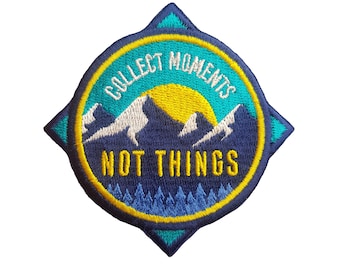 Collect Moments not Things Travel Patch Embroidered Iron on Sew on Badge Souvenir Applique Motif