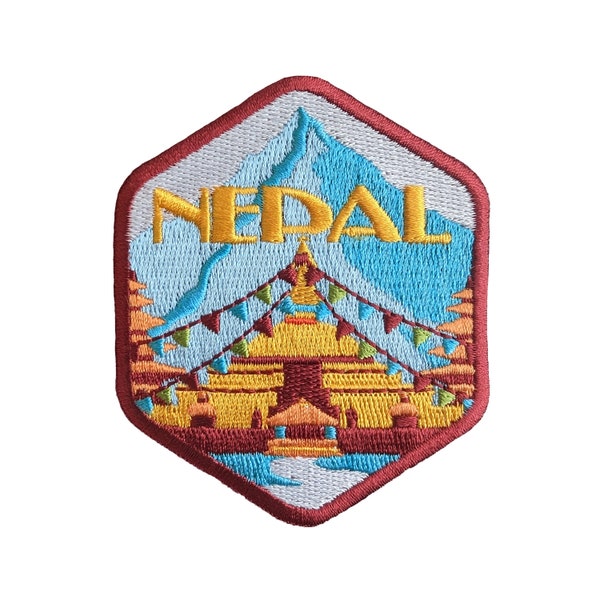 Nepal Travel Patch Scandinavia Nordic Embroidered Iron on Sew on Badge Souvenir Backpack Flag