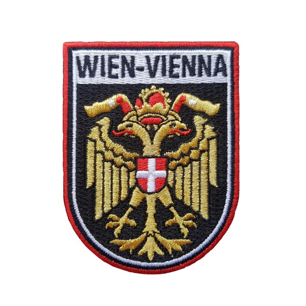 Vienna - Wein Austria Travel Patch Embroidered Iron on Sew on Badge Souvenir Applique Gold Thread