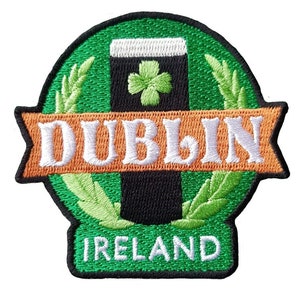 Dublin Irland Aufnäher 7,5 cm Patch gestickt Aufnähen Reise Abzeichen Souvenir Applikation Motiv Flagge Stadt Land