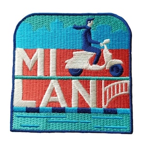 Milan Italy Travel Patch Embroidered Iron on Sew on Badge Souvenir