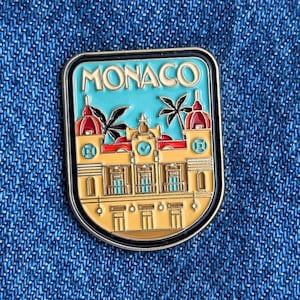 Épinglette de voyage Monaco 1,25 po., émail doux, métal doré, style, broche, revers, épingles, alliage, voyage, cadeau, haut, badge, ville, comté, drapeau