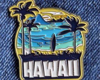 Pin de esmalte de 1,25" de Hawái, EE. UU., insignia de viaje, pin con solapa dorada, bandera de ciudad y país
